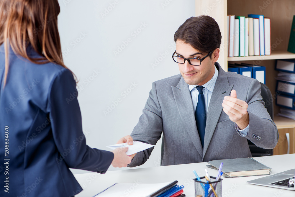 Businessman in unethical business concept with bribe Businessman in unethical business concept with bribe