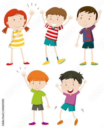 A Set of Kids Waving