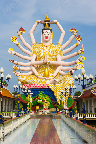 Wat Plai Laem Temple in Koh Samui, Thailand. Travel destination, tourism attraction, sightseeing tour concept