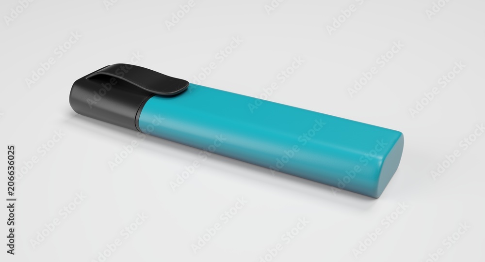 3D rendering - blue highlighter pen isolated on white background. 3D rendering - blue highlighter pen isolated on white background.