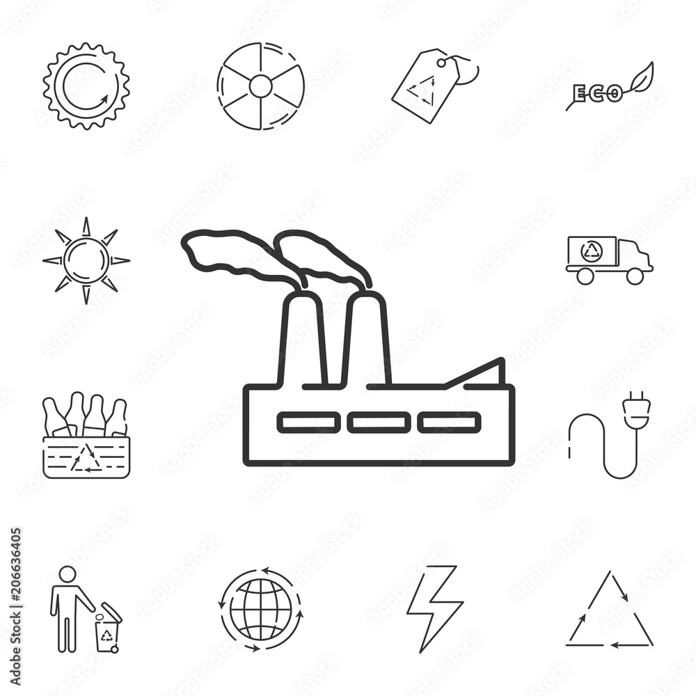 Obraz premium Factory line icon. Simple element illustration. Factory line symbol design from Ecology collection set. Can be used in web and mobile