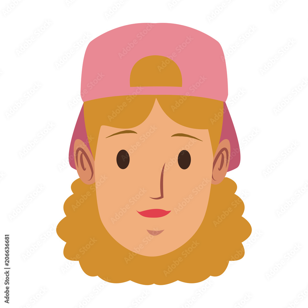 Woman face with hat back vector illustration graphic design Woman face with hat back vector illustration graphic design