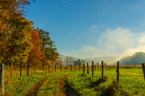 Autumn Landscape, fog and meadow, Great Smoky Mountains National Park