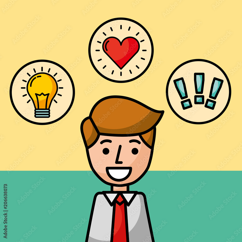 businessman portrait character happy idea love and exclamation vector illustration businessman portrait character happy idea love and exclamation vector illustration