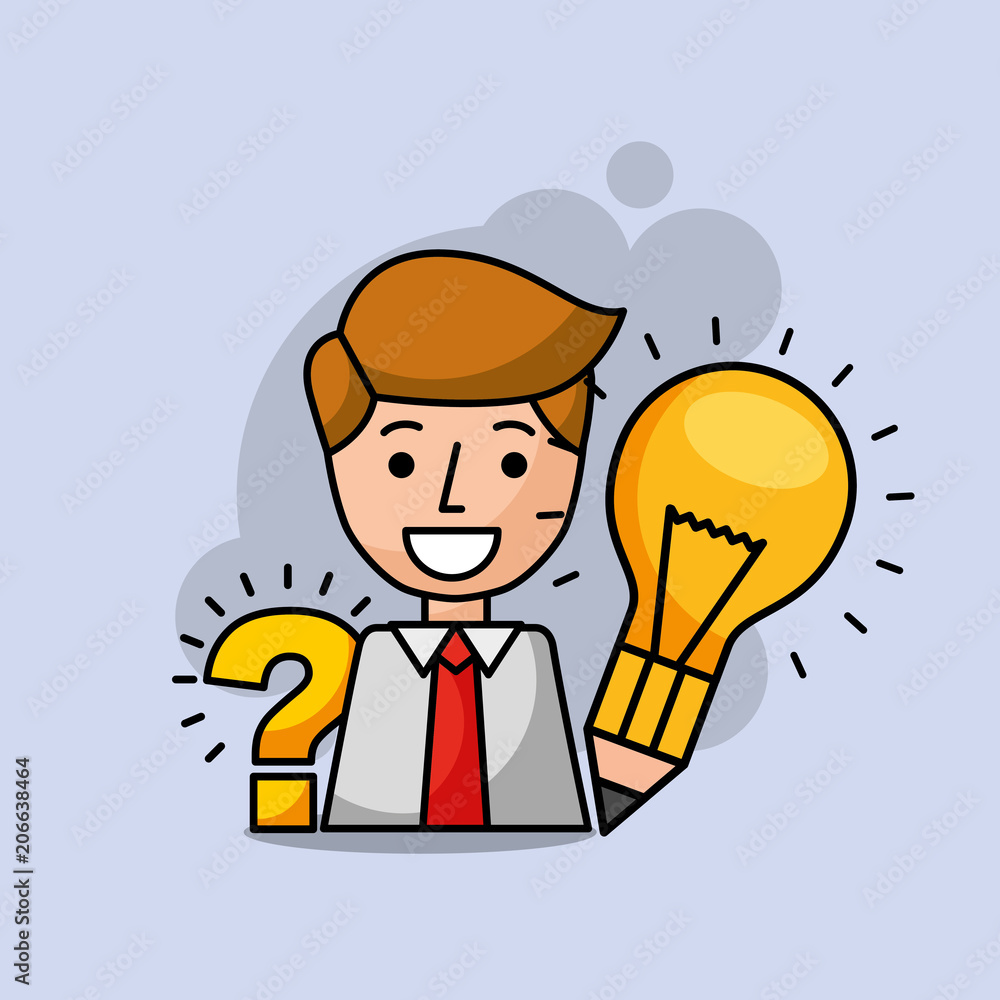 businessman bulb idea question mark creative process vector illustration businessman bulb idea question mark creative process vector illustration