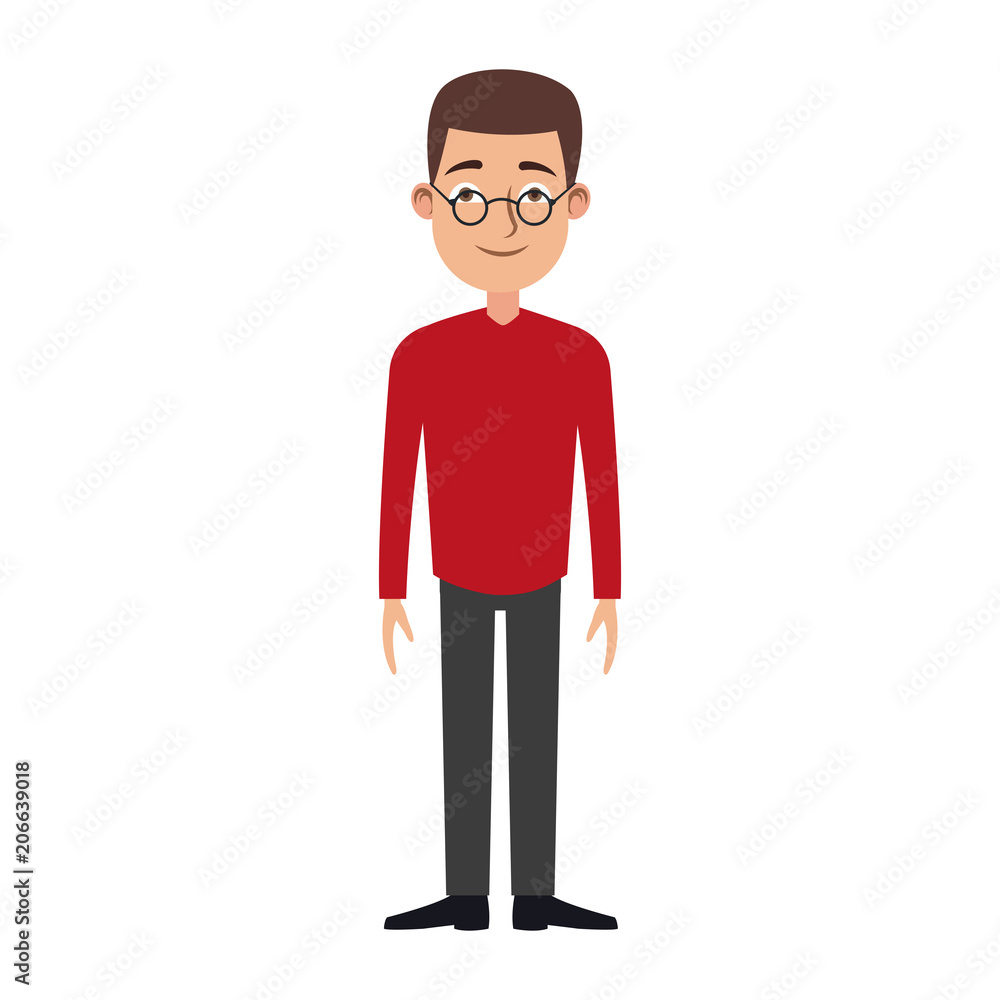 Young man casual clothes cartoon vector illustration graphic design