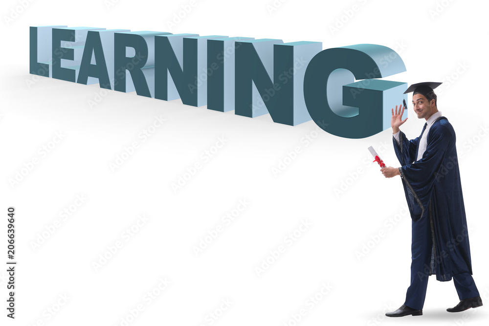 Young graduate in education concept on white Young graduate in education concept on white