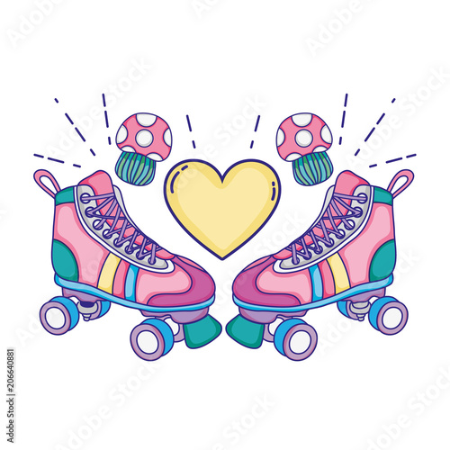 roller skate style with fungus and heart