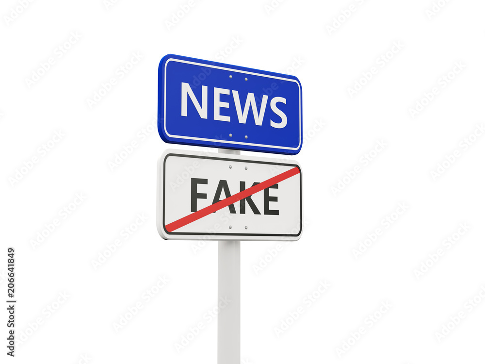 News road sign opposite to fake signs News road sign opposite to fake signs
