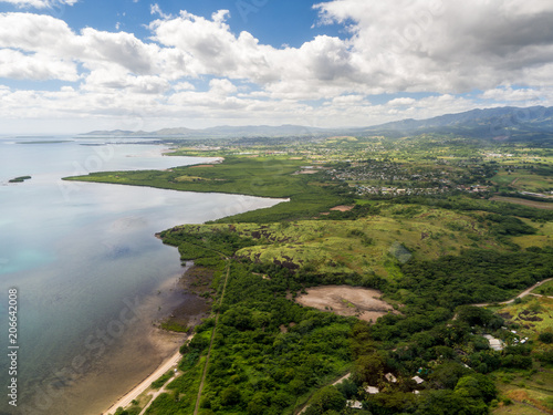 Aerial Landscape View of the Tropical Coastline of Nadi, Fiji in the South Pacific
