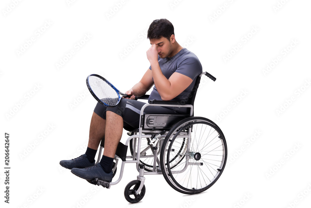 Fototapeta premium Tennis player recovering from injury on wheelchair