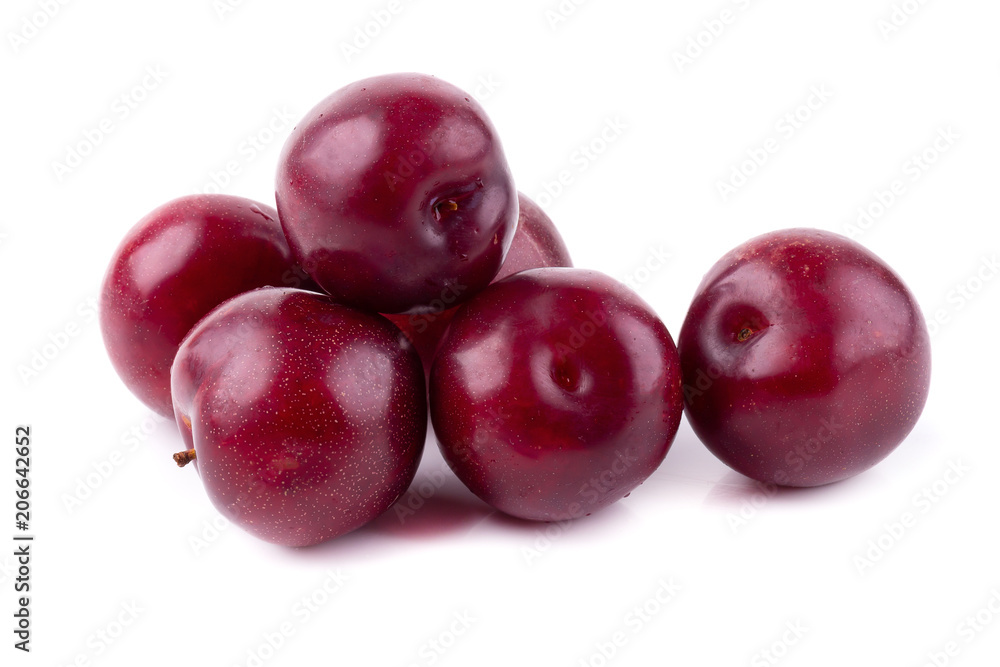 Red cherry plum isolated on white background Red cherry plum isolated on white background