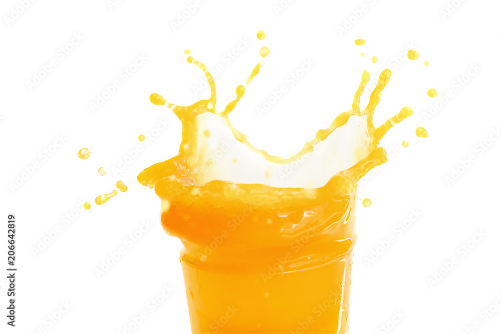 Orange juice splashing isolated on a white background Orange juice splashing isolated on a white background