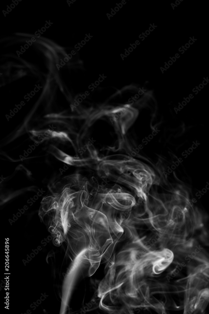 Movement of white smoke isolated on black background. Movement of white smoke isolated on black background.