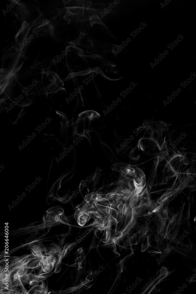 Movement of white smoke isolated on black background. Movement of white smoke isolated on black background.