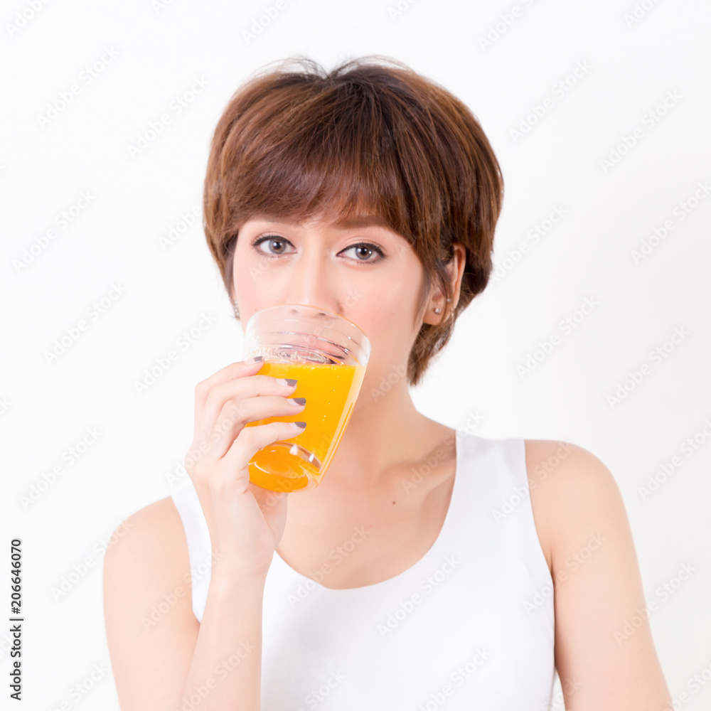 Beautifulyoung Asia woman with healthy food. Isolated on white background. Studio lighting. Concept for healthy. Beautifulyoung Asia woman with healthy food. Isolated on white background. Studio lighting. Concept for healthy.