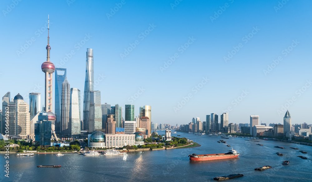 beautiful shanghai cityscape in afternoon