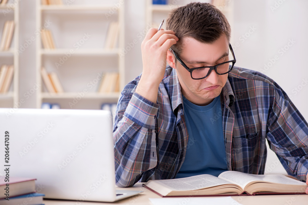Young student studying over internet in telelearning concept Young student studying over internet in telelearning concept