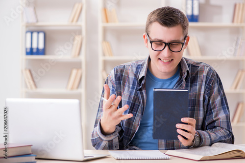 Young student studying over internet in telelearning concept