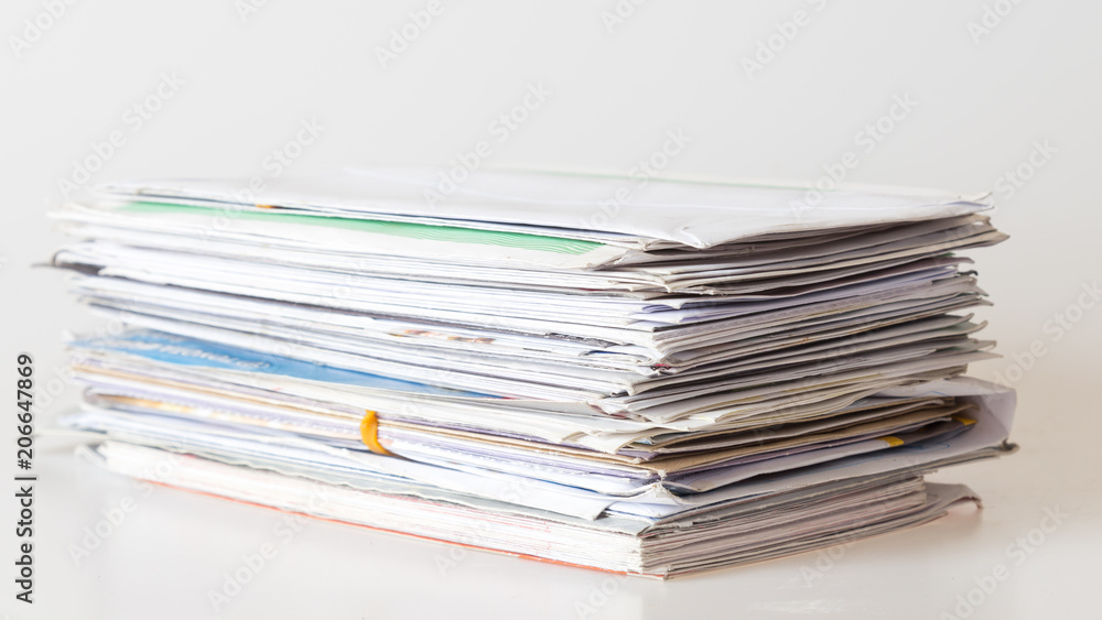 Pile of mails on white background Pile of mails on white background