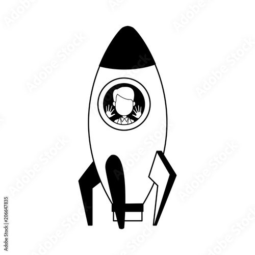 Businessman inside rocket cartoon vector illustration graphic design