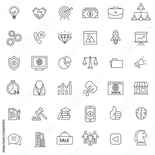 set of marketing icon with thin and simple style use for web and pictorgram presentation asset