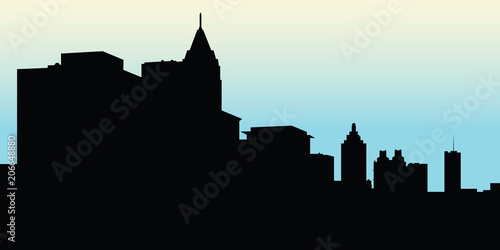 Skyline cityscape silhouette of the city of Atlanta, Georgia, USA.