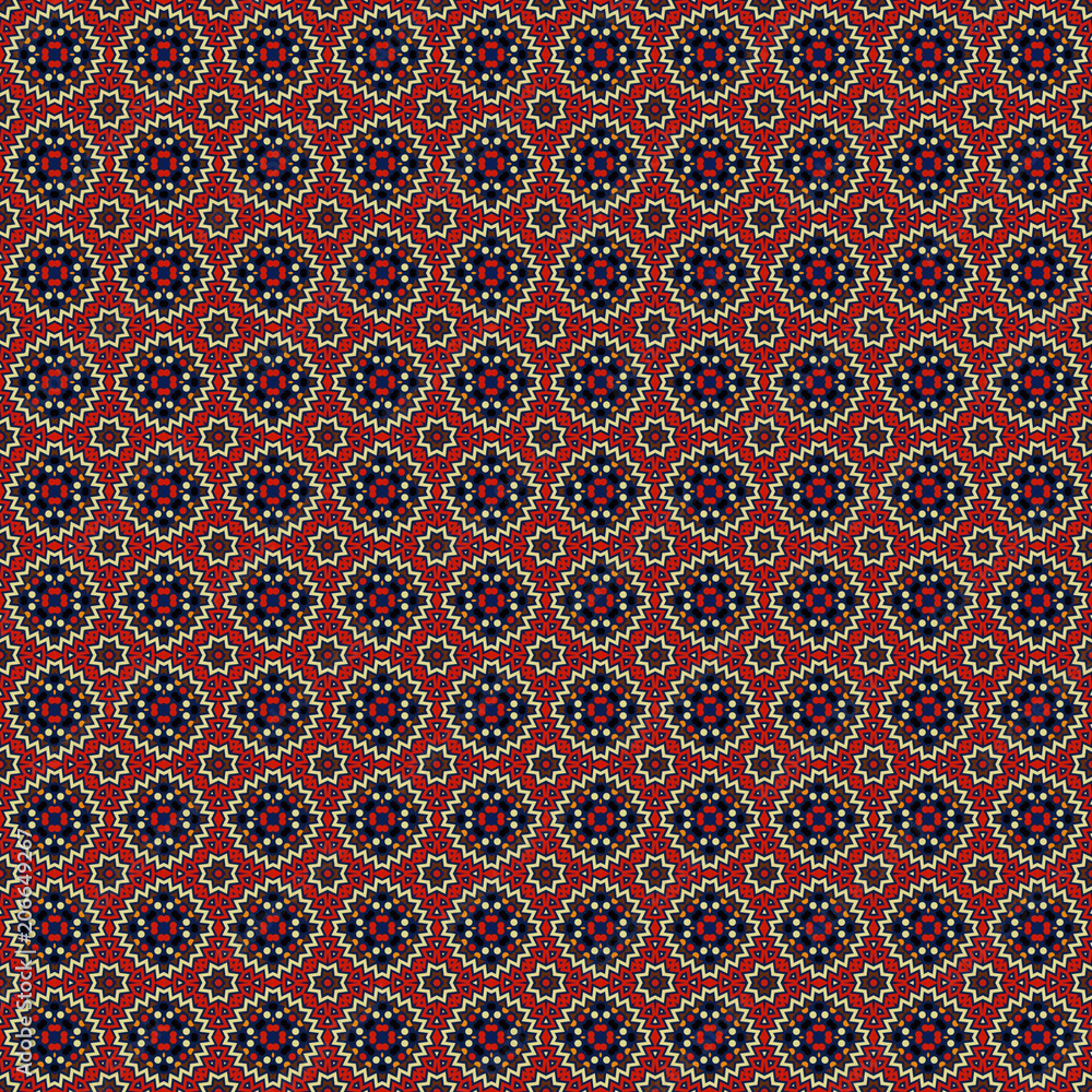 Mosaic seamless pattern. Block repeat background. Geometric pattern in traditional, ethnic style. Moroccan tiles.