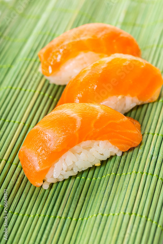 sushi with salmon close-up