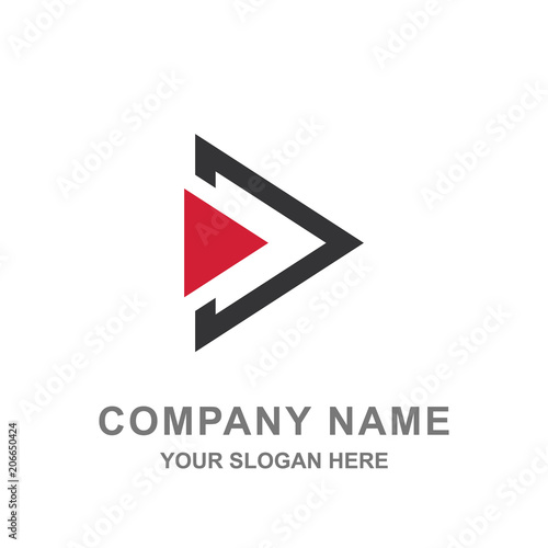 Black and Red Triangle Play Symbol Logo Geometric Vector