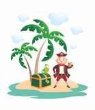 Vector image of a pirate in cartoon style. Children's illustration isolated on white background.