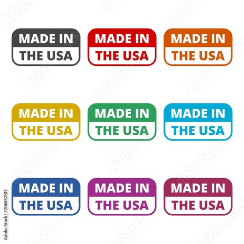 USA flag - Made in America icon, color icons set