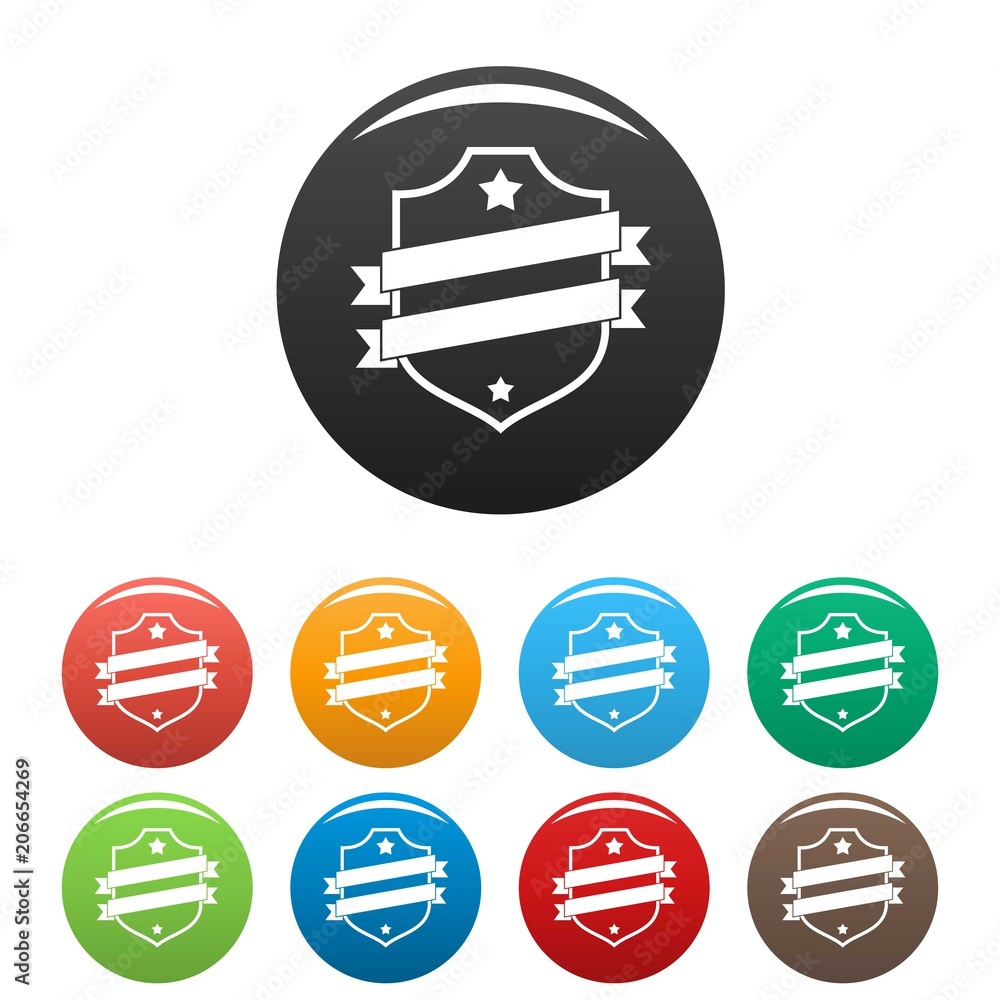 Badge business icon. Simple illustration of badge business vector icons set color isolated on white Badge business icon. Simple illustration of badge business vector icons set color isolated on white