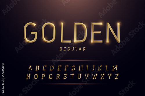 Alphabet gold metallic and effect designs. Exclusive golden letters typography regular font digital, technology and sport concept. vector illustrator