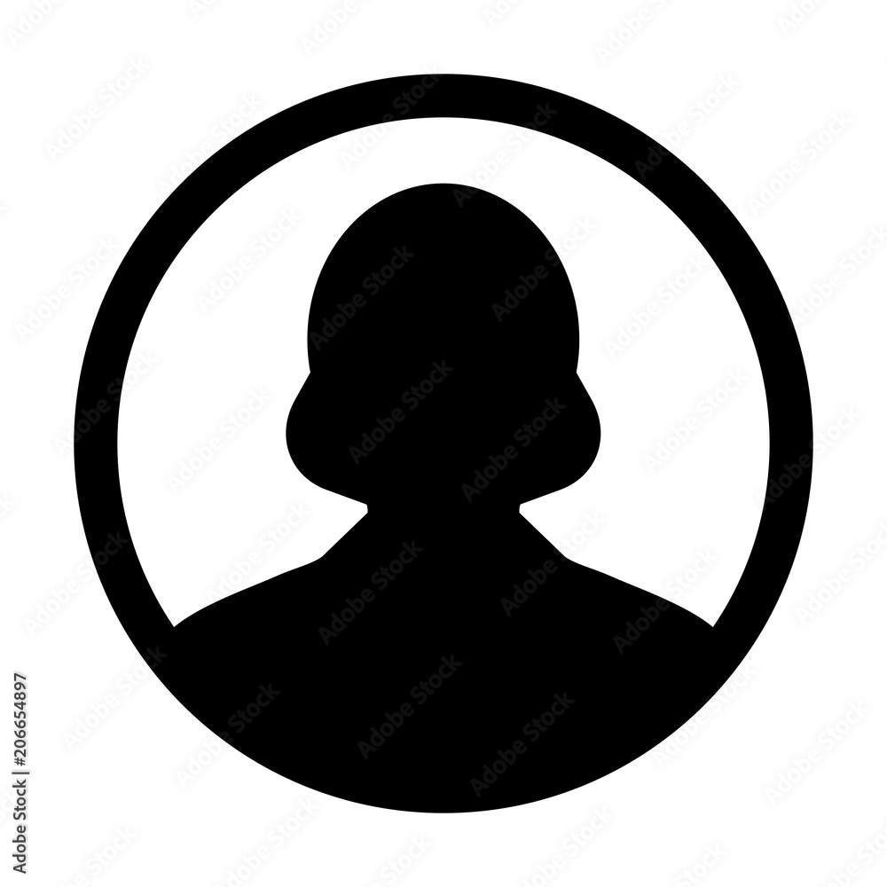 Avatar icon vector female user person profile symbol in circle flat color glyph pictogram illustration Avatar icon vector female user person profile symbol in circle flat color glyph pictogram illustration