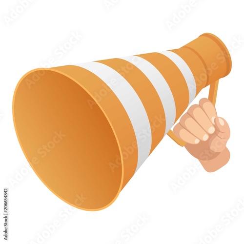 Road cone speaker icon. Isometric of road cone speaker vector icon for web design isolated on white background