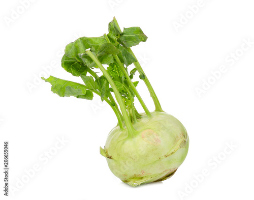 single fresh kohlrabi isolated on white background