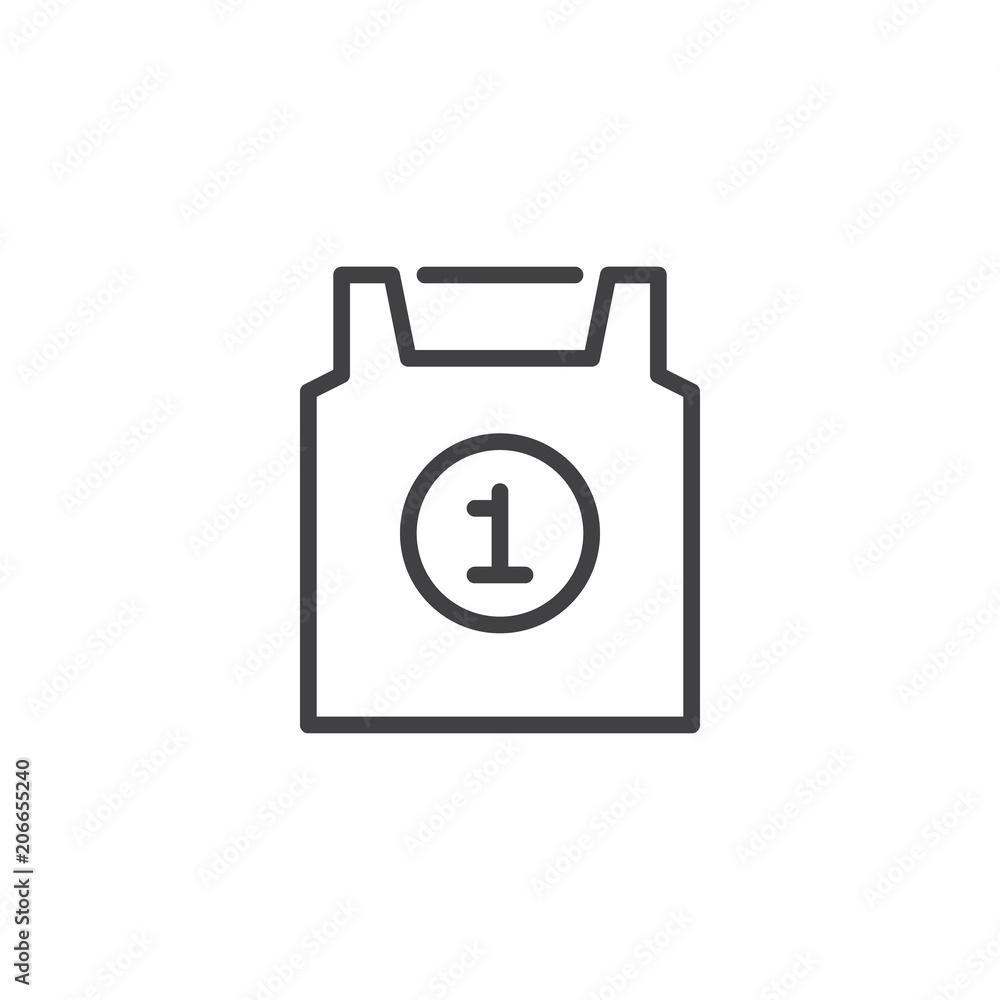 Top sportswear outline icon. linear style sign for mobile concept and web design. Sport jersey number one simple line vector icon. Symbol, logo illustration. Pixel perfect vector graphics Top sportswear outline icon. linear style sign for mobile concept and web design. Sport jersey number one simple line vector icon. Symbol, logo illustration. Pixel perfect vector graphics