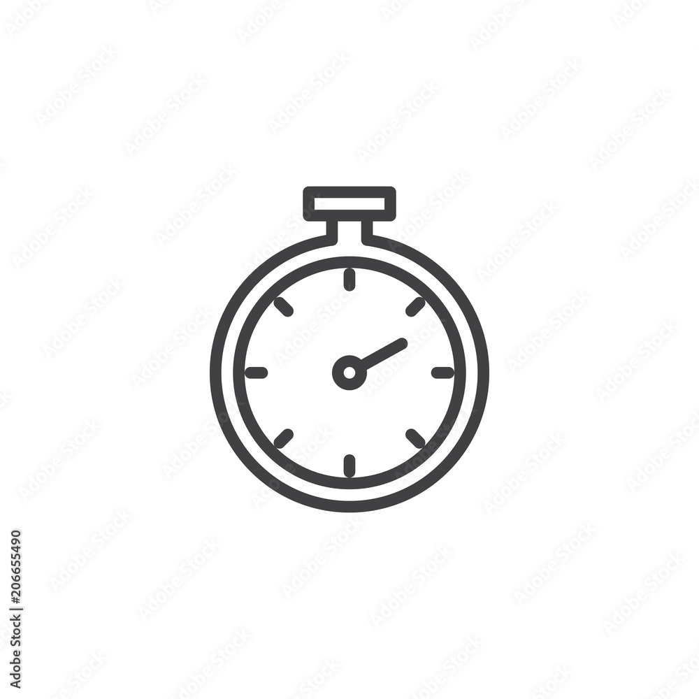 Stopwatch outline icon. linear style sign for mobile concept and web design. Timer simple line vector icon. Symbol, logo illustration. Pixel perfect vector graphics Stopwatch outline icon. linear style sign for mobile concept and web design. Timer simple line vector icon. Symbol, logo illustration. Pixel perfect vector graphics