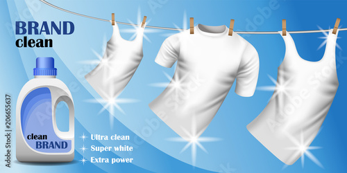 White cleaner brand concept banner. Realistic illustration of white cleaner brand vector concept banner for web design