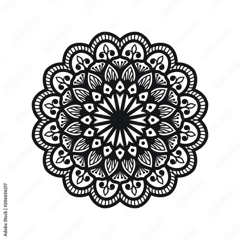 Round Flower Mandala Ornament Illustration Vector