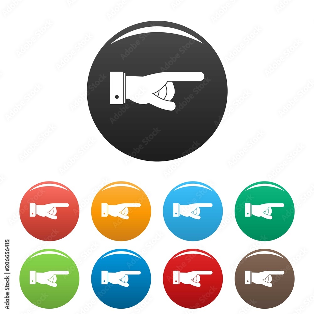 Hand go icon. Simple illustration of hand go vector icons set color isolated on white Hand go icon. Simple illustration of hand go vector icons set color isolated on white