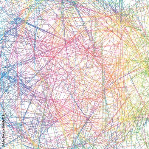 Abstract background with intersecting colorful lines. Blue, green, violet, pink and yellow lines on light background. Vector illustration. Categories: Backgrounds/Textures 49 keywords: