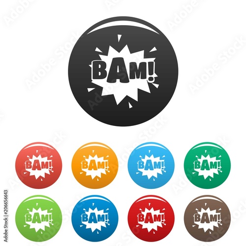 Comic boom bam icon. Simple illustration of comic boom bam vector icons set color isolated on white
