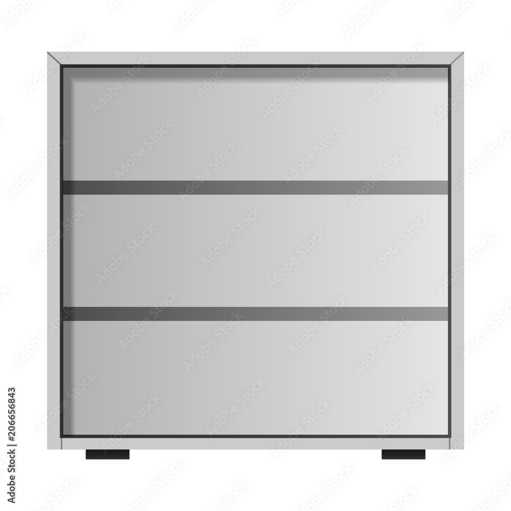 White drawer mockup. Realistic illustration of white drawer vector mockup for web design isolated on white background White drawer mockup. Realistic illustration of white drawer vector mockup for web design isolated on white background