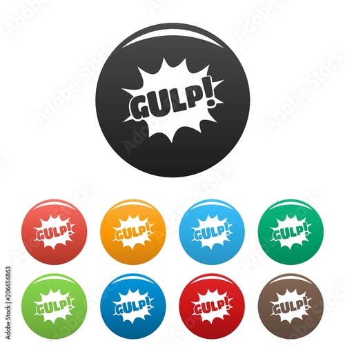 Comic boom gulp icon. Simple illustration of comic boom gulp vector icons set color isolated on white