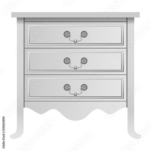 Modern white drawer mockup. Realistic illustration of modern white drawer vector mockup for web design isolated on white background