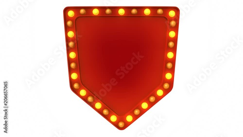 Red marquee light board sign retro on white background. 3d rendering