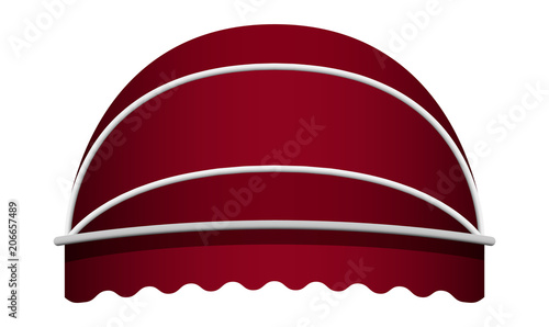 Red dome awning mockup. Realistic illustration of red dome awning vector mockup for web design isolated on white background