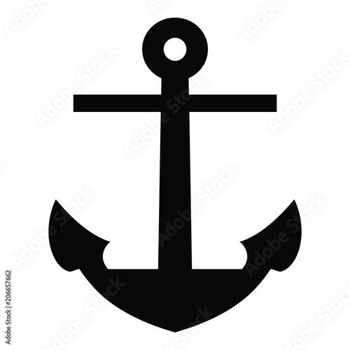 A black and white silhouette of an anchor